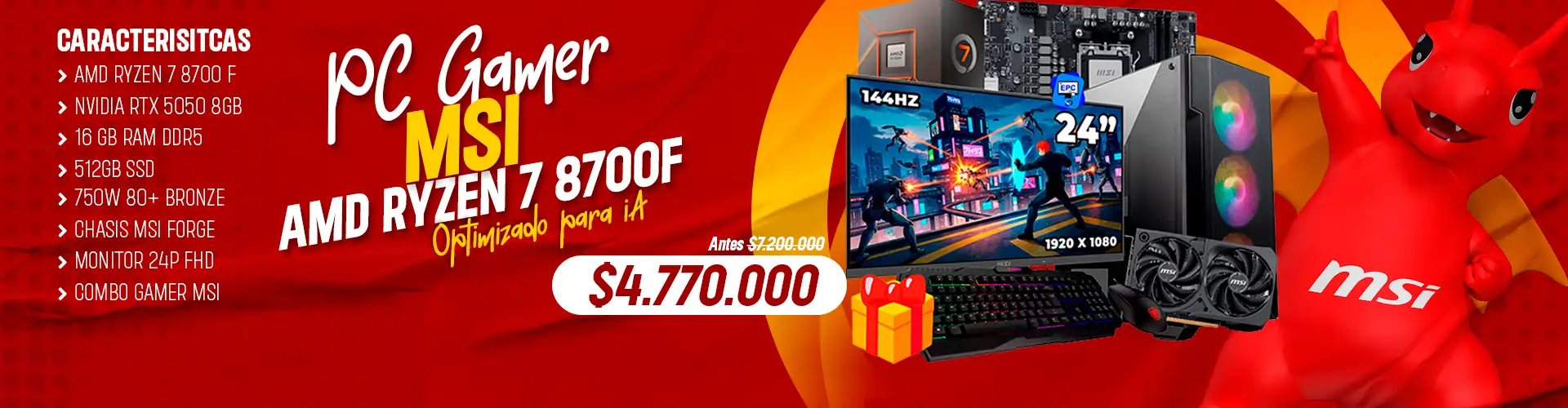 PC GAMER MSI 7 8700F PARA iA