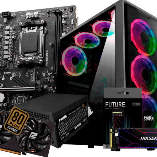 Torre de Computador Gamer AMD Ryzen 7 8700F + GRAFICA RX 7600 8GB + 32GB RAM DDR5 +512GB SSD P.GR87162MR76-OT32