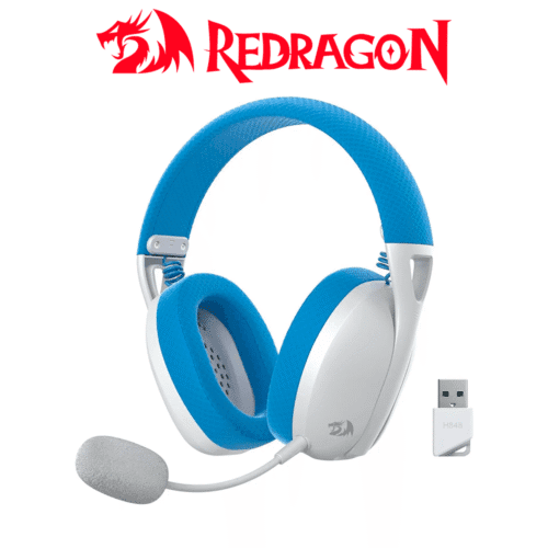 Diadema Gamer Redragon IRE H848 Pro Blanco Azul + Bluetooth + Nano Receptor USB + Carga USB C + Livianos + PS5 + PC + Mic Removible H848B