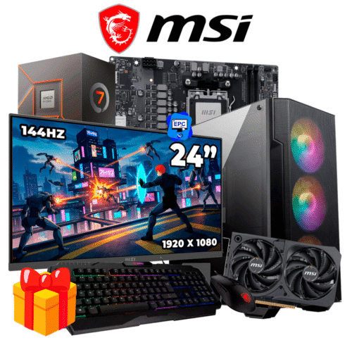 PC GAMER MSI AMD RYZEN 7 8700F + RTX 5050 8GB + 750W 80 BRONZE + 16GB RAM DDR5 + 512GB SSD + MONITOR 24P FHD MSI R87162MR0