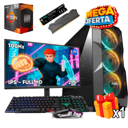PC Gamer AMD Ryzen 7 5700G + 32GB RAM DDR4 + 512GB SSD + MONITOR 21.5 PULGADAS