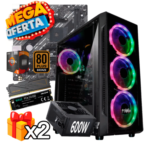 PC Gamer AMD Ryzen 5 5600GT + 16GB RAM DDR4 + 512GB SSD + 600W 80 PLUS BRO P.GR56162SKE-O.T
