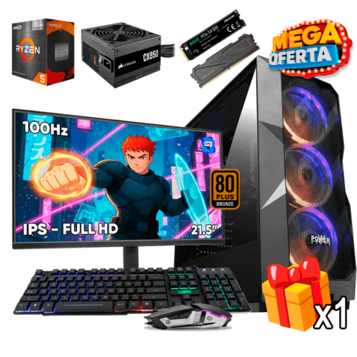 PC Gamer AMD Ryzen 5 5600GT + 16GB RAM DDR4 + 512GB SSD + 650W 80+ + MONITOR 21.5 PULGADAS