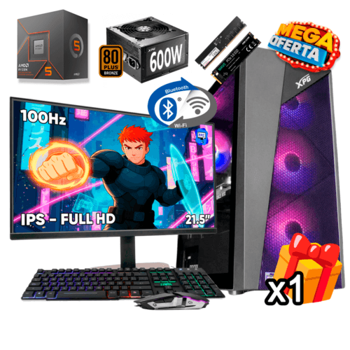 PC Gamer AMD Ryzen 5 8500G + 16GB RAM DDR5 + 1TB SSD + 600W 80+ + MONITOR 21.5 PULGADAS