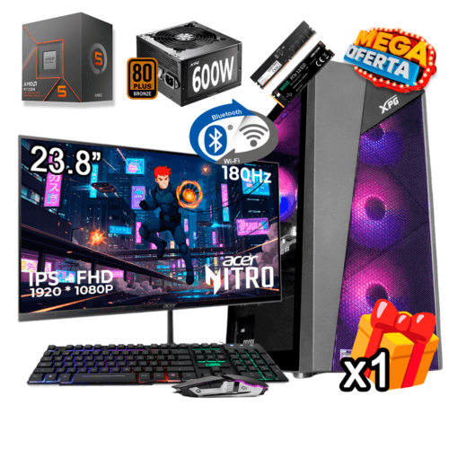 PC Gamer AMD Ryzen 5 8500G + 16GB RAM DDR5 + 1TB SSD + 600W 80+ + MONITOR GAMER 24 PULGADAS
