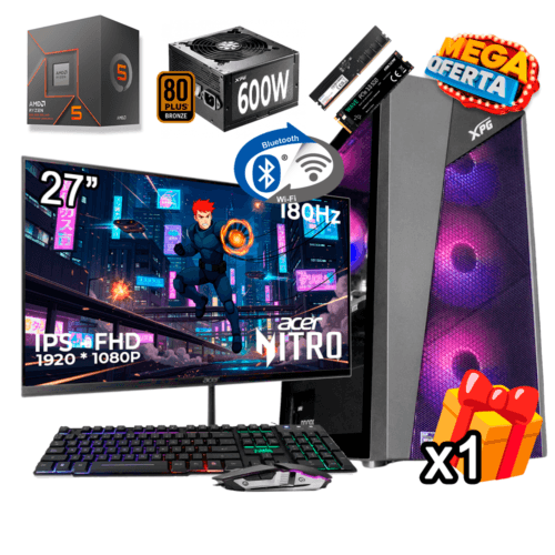 PC Gamer AMD Ryzen 5 8500G + 16GB RAM DDR5 + 1TB SSD + 600W 80+ + MONITOR GAMER 27 PULGADAS