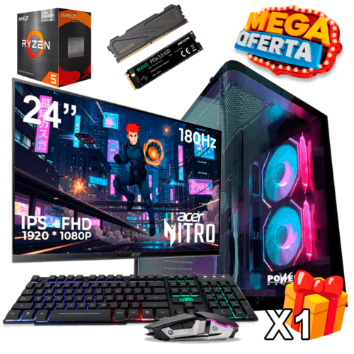 PC Gamer AMD Ryzen 5 5600GT + 16GB RAM DDR4 + 512GB SSD + MONITOR GAMER DE 24 PULGADAS