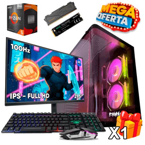 PC Gamer AMD Ryzen 7 5700G + 16GB RAM DDR4 + 512GB SSD + MONITOR 21.5 PULGADAS