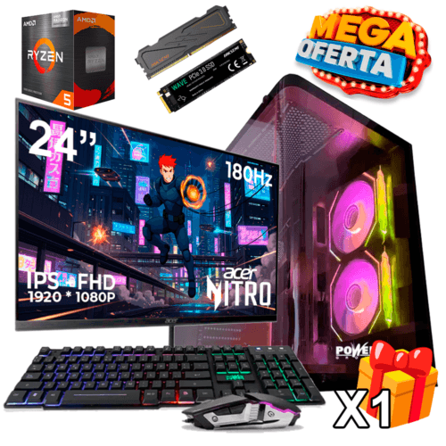 PC Gamer AMD Ryzen 7 5700G + 16GB RAM DDR4 + 512GB SSD + MONITOR GAMER DE 24 PULGADAS