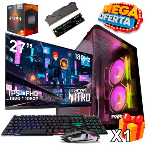 PC Gamer AMD Ryzen 7 5700G + 16GB RAM DDR4 + 512GB SSD + MONITOR GAMER DE 27 PULGADAS