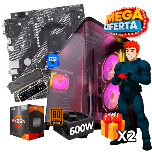PC Gamer AMD Ryzen 7 5700G + 16GB RAM DDR4 + 512GB SSD + FUENTE 600W BRONZE (SOLO TORRE)