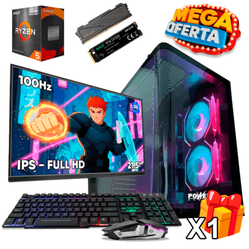 PC Gamer AMD Ryzen 5 5600GT + 16GB RAM DDR4 + 512GB SSD + MONITOR 21.5 PULGADAS