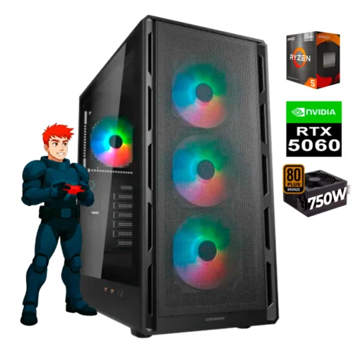 PC GAMER AMD RYZEN 5 5600GT + GRÁFICA RTX 5060 8GB + 16GB RAM DDR4 + 512GB SSD + 750W 80 BRONZE + CHASIS COGUAR AIRFACE PURE RGB (SOLO TORRE)