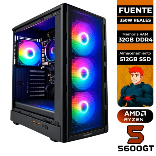 PC GAMER AMD RYZEN 5 5600GT + 32GB RAM DDR4 + 512GB SSD + CHASIS COGUAR AIRFACE PURE RGB (SOLO TORRE)